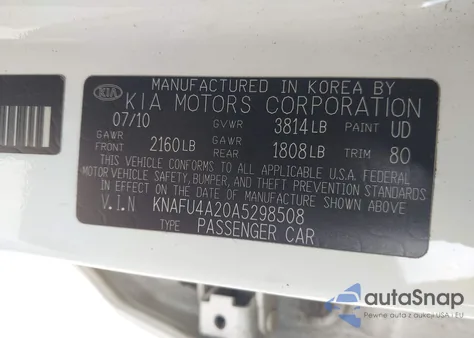 2010 Kia Forte Ex from USA, damaged, VIN KNAFU4A20A5298508
